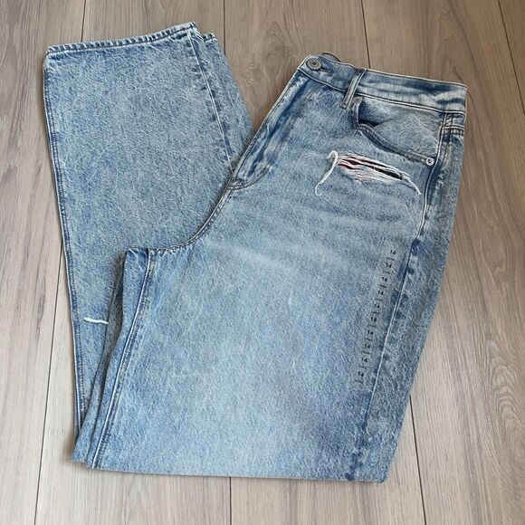 American Eagle Jeans Highest Rise 90’s Boyfriend Patchwork Destroyed Denim 14 - Picture 12 of 15